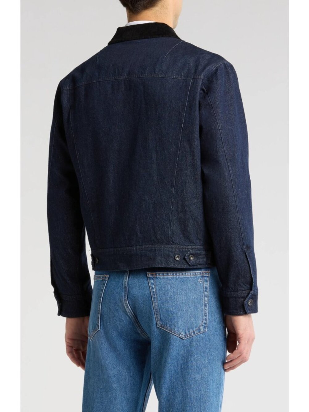 Rag & Bone Eli Men's Insulated Denim Trucker Jacket in Indigo Blue Size L - Picture 2 of 5